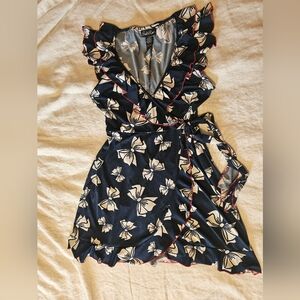 Susie Rose - Vintage Wrap Dress, Navy With White Bows